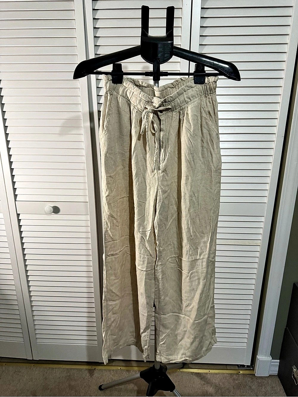 Thread&Supply Linen Wide Leg Pants in Cream Size Medium